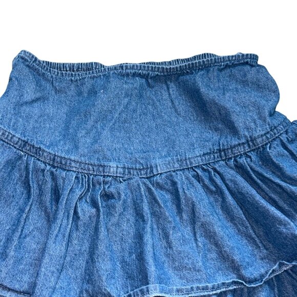 Lone Star Ruffled Denim Mini Skirt-Blue-Size S-GUC - Picture 2 of 5
